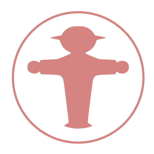 Nein Rotes Symbol: eine stehende Ampelmännchen-Figur mit ausgebreiteten Armen im Kreis