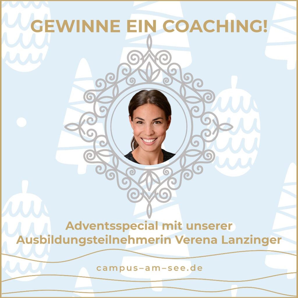 Verena Lanzinger small Adventsspecial-Grafik »Gewinne ein Coaching!« mit einem Porträt der Ausbildungsteilnehmerin Verena Lanzinger