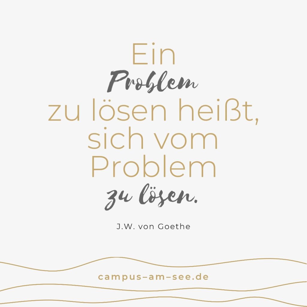 Zitatbild: »Ein Problem zu lösen heißt, sich vom Problem zu lösen.« J. W. von Goethe